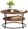 Vasagle Couchtisch rund mit Ablage, Metall/Holz Vintagebraun-schwarz, 45 x 80 x 80 cm Bild 4