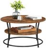 Vasagle Couchtisch rund mit Ablage, Metall/Holz Vintagebraun-schwarz, 45 x 80 x 80 cm Bild 5