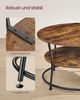 Vasagle Couchtisch rund mit Ablage, Metall/Holz Vintagebraun-schwarz, 45 x 80 x 80 cm Bild 3