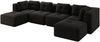 4-Sitzer Sofa 386x177x69 cm aus Cordstoff rahmenlos modular mit 2 Ottomanen, schwarz Bild 5