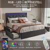 Furnishings Home Stauraumbett Polsterbett Doppelbett inkl. LED & Ladefunktion (Jugendbett, Verstellbare Kopfteilhöhe), Mit LED-Beleuchtung, USB + TYPE-C, Schubladen, Leinen, 160x200 cm Bild 3