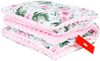 BABYLUX Babydecke MINKY PLÜSCH Kuscheldecke Decke 75x60 cm + KISSEN 2 Tlg Set (MP110 - Rosa + Blumen) Bild 4