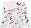 BABYLUX Babydecke MINKY PLÜSCH Kuscheldecke Decke 75x60 cm + KISSEN 2 Tlg Set (MP110 - Rosa + Blumen) Bild 3