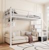 Bett 90x200 cm Hochbett mit Stauraumleiter und Regalen – stabiler Metallrahmen, offener Spielraum Bild 4