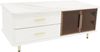 Couchtisch aus Spanplatte mit LED & Glasfront, 100x50x40 cm, Weiß/Gold Bild 3
