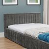 Einzelbett 90x200 cm mit Chenille-Bezug – stabiles Kinderbett aus Eukalyptusholz und Eisenrahmen in Dunkelgrau Bild 2