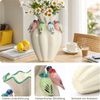 Hometopia Aria Vase mit bunten Vögeln aus Keramik, Blumenvase beige/creme, Höhe 39 cm Bild 3