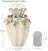 Hometopia Aria Vase mit bunten Vögeln aus Keramik, Blumenvase beige/creme, Höhe 39 cm Bild 5