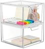 OSTWOLKE Make-Up Organizer 2er Stapelbare Acryl Kosmetik Organizer Schubladen Organizer, 2-tlg, für Schminktisch Schreibtisch Badezimmer Schlafzimmer UnterWaschbecken Bild 3