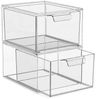 OSTWOLKE Make-Up Organizer 2er Stapelbare Acryl Kosmetik Organizer Schubladen Organizer, 2-tlg, für Schminktisch Schreibtisch Badezimmer Schlafzimmer UnterWaschbecken Bild 4