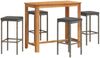 vidaXL 5-tlg. Gartenbar-Set Grau Massivholz Akazie und Poly Rattan 3295284 Bild 2