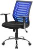 Dmora Stuhl mit Rädern Camaleonte, Netz-Arbeitsstuhl mit Armlehnen, ergonomischer Bürositz, 59 x 60 x 93/103 cm, Schwarz und Blau Bild 2