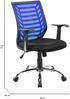 Dmora Stuhl mit Rädern Camaleonte, Netz-Arbeitsstuhl mit Armlehnen, ergonomischer Bürositz, 59 x 60 x 93/103 cm, Schwarz und Blau Bild 3