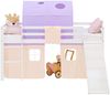 Hochbett Kinder 90x200 cm mit Lattenrost Rutsche Kinderbett Kinderhochbett Stockbett Vorhang Tunnel Lila Peach Bild 4
