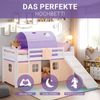 Hochbett Kinder 90x200 cm mit Lattenrost Rutsche Kinderbett Kinderhochbett Stockbett Vorhang Tunnel Lila Peach Bild 5