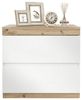 BlingBin Nachtschrank Nachttisch mit zwei Schubladen, Nachtkommode (1er Set, 1-St, 55*40*55 cm, Max Belastbarkeit: Arbeitsplatte:40 kg, Schublade:10 kg) Aufbewahrung Funktion für Schlafzimmer, Spanplatte, Weiß & Oak Bild 4