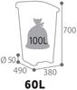 Rossignol 59837 Mobily - fahrbarer Abfallbehälter mit Fußpedal 60 Liter, Farbe Weiß Bild 2