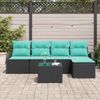 vidaXL Sofa Set mit Kissen 6 pcs Schwarz und Türkis Poly-Rattan 3354685 Bild 3