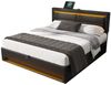 OKWISH Polsterbett mit LED-Beleuchtung und Stauraum (ohne Matratze), mit USB-Anschluss (kabelloses/kabelgebundenes), Verstellbares Kopfteil Bild 5