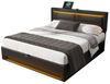 OKWISH Polsterbett mit LED-Beleuchtung und Stauraum (ohne Matratze), mit USB-Anschluss (kabelloses/kabelgebundenes), Verstellbares Kopfteil Bild 4