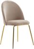 Design Esszimmerstuhl 2er Set Samt Beige Gepolstert, Küchenstuhl Stoff mit goldenen Beinen, Schalenstuhl Skandinavisch, Polsterstuhl mit Samtbezug Bild 2