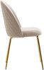 Design Esszimmerstuhl 2er Set Samt Beige Gepolstert, Küchenstuhl Stoff mit goldenen Beinen, Schalenstuhl Skandinavisch, Polsterstuhl mit Samtbezug Bild 5