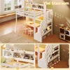 Hochbett mit RGB LED-Streifen, Stauraum, Lattenrost, Rausfallschutz und Regal, Treppe mit Regal, 90x200 cm, Kinderbett, Einzelbett, Kiefer Bild 4
