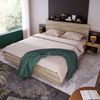 Doppelbett 160×200 cm Sonoma-Eiche mit dunkelgrauen Akzenten, integrierten Nachttischen, stabilem Lattenrost, modernes Holzbett Bild 4