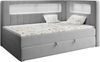 Boxspringbett mit LED, Einzelbett mit Bettkasten und Topper - JUNIOR GOLD 3 - 90x200 cm - Grau - Rechte Seite Bild 2