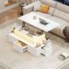 Couchtisch 100 x 50 x 40 cm, höhenverstellbar bis 55 cm, Hochglanz weiß, mit 4 Schubladen, LED und USB-Anschluss Bild 3