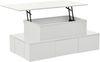 Couchtisch 100 x 50 x 40 cm, höhenverstellbar bis 55 cm, Hochglanz weiß, mit 4 Schubladen, LED und USB-Anschluss Bild 4