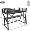Flieks Hochbett LED Metallbett Kinderbett 90x200 cm mit Rausfallschutz und Schreibtisch Bild 4