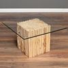 LebensWohnArt Couchtisch Teak Couchtisch NICO Natural inkl. Glasplatte 70x70cm Bild 2