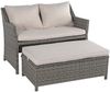Sunsitt Gartenbank 2-tlg Outdoor Rattan Gartenbank (Terrasse Loveseat mit Couchtisch, mit integriertem Staufach), grauem Rattan und grauen Kissen Bild 3