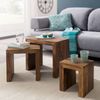Kadima Design Satztisch Set: 3-teilig, Massivholz, platzsparend, handgefertigt, 45x50x30 cm, 37,5x37,5x28 cm, 30x25x25 cm. Braun Bild 2