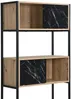 Vente-unique - YELANIA Bookcase Holz, Platte SchwarzBeige - B 34 cm x H 180 cm x L 80 cm Bild 5