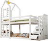 Etagenbett 90×200 cm aus Holz mit Schubladen und Treppenstauraum, weiß Bild 5