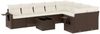 vidaXL 10-tlg. Garten-Sofagarnitur mit Kissen Braun Poly Rattan 3252990 Bild 2