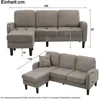 Merax 166cm L-förmiges Ecksofa mit Chaiselongue – 3-Sitzer Sofa, Atmungsaktiver Baumwoll-Leinenstoff, Kunststoffbeine, Antikgrau Bild 4