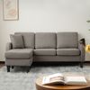Merax 166cm L-förmiges Ecksofa mit Chaiselongue – 3-Sitzer Sofa, Atmungsaktiver Baumwoll-Leinenstoff, Kunststoffbeine, Antikgrau Bild 3