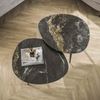 Couchtisch Set Cerami Fossil aus schwarzer Keramik, modern dreieckig, Marmor-Optik, 2-teilig Bild 2