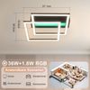 Nettlife LED Deckenleuchte Schwarz RGB Farbwechsel Dimmbar Wohnzimmer 36W Modern Rechteckig, Dimmbar,RGB Bild 2