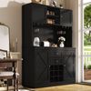 Merax Küchenschrank mit verstellbaren Ablagen & Weinregal, Hochschrank Küchenbuffet mit 4 Türen & 2 Schubladen, Sideboard für Küche & Wohnzimmer, Buffetschrank, Schwarz Bild 3