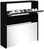 vidaXL Schuhschrank mit Spiegel 2 Fächer Schwarz 63x17x67 cm 342629 Bild 3