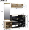 Merax 4-teiliges Garderoben-Set – mit Schuhschrank, Sitzbank, Wandgarderobe & Spiegel, komplettes Flurmöbel-Set, B139.5 x T35 x H166 cm Bild 4