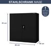 Aktenschrank abschließbar BEATA - 3 Ebenen verstellbar, Flügeltüren | Metallschrank Werkstatt Mehrzweckschrank Büroschrank aus Stahl Werkzeugschrank, 93x90x40cm Schwarz Bild 2