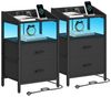 HZUANERI Nachttisch mit LED-Licht USB-Anschlüssen Steckdosen 2 Stoffschubladen und Regalen (2-St), für Schlafzimmer, Wohnzimmer Bild 1