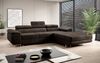 Designer Sofa Calvera mit Schlaf- und Klappfunktion Dunkelbraun Samt Rechts Bild 2