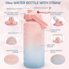 2L BPA-freie Trinkflasche mit Strohhalm, Zeitmarkierungen, Auslaufsicher - Rosa Bild 4