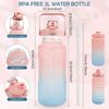 2L BPA-freie Trinkflasche mit Strohhalm, Zeitmarkierungen, Auslaufsicher - Rosa Bild 2